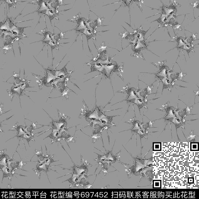 抽象玻璃爆裂手绘狼传统印花华亿平台下载（图片编号: 697452） - 瓦栏（Walan）