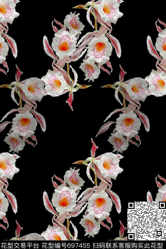 植物花卉花卉昙花组合数码印花华亿平台下载（图片编号: 697455） - 瓦栏（Walan）