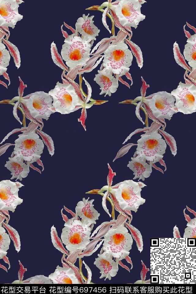 植物花卉花卉昙花组合数码印花华亿平台下载（图片编号: 697456） - 瓦栏（Walan）