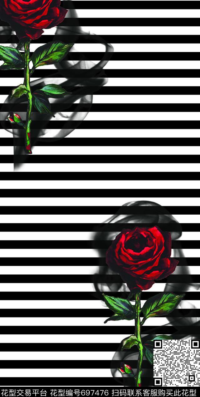 玫瑰花朵花卉数码印花华亿平台下载（图片编号: 697476） - 瓦栏（Walan）