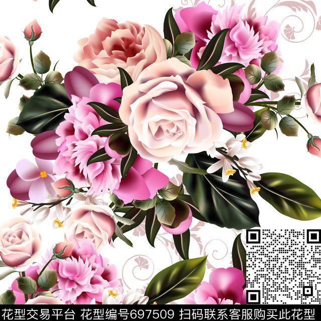 flowersromanticroses数码印花华亿平台下载（图片编号: 697509） - 瓦栏（Walan）