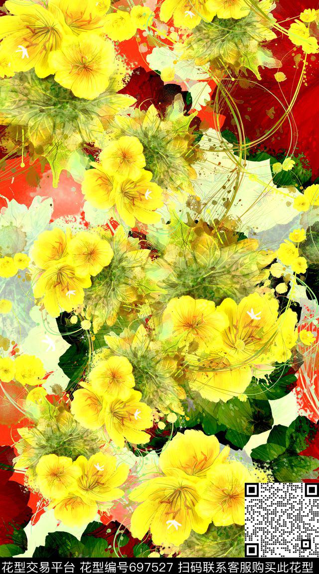 创意图案设计创意服装面料大花数码印花华亿平台下载（图片编号: 697527） - 瓦栏（Walan）