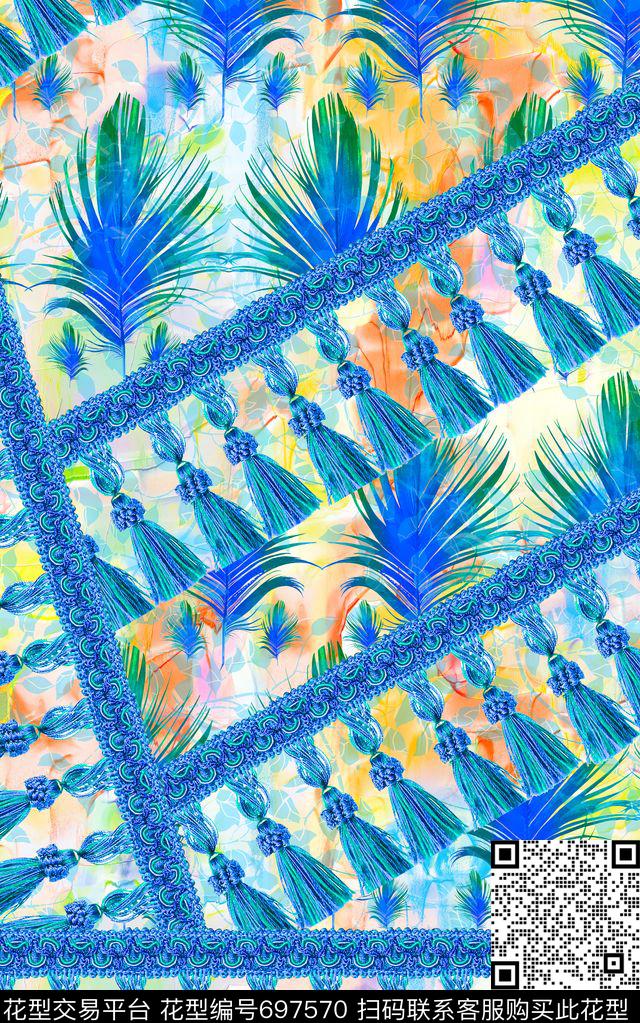 趣味MAX-热带风情羽毛吊穗数码印花华亿平台下载（图片编号: 697570） - 瓦栏（Walan）