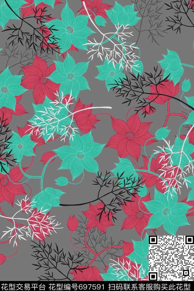 花卉热带女装传统印花华亿平台下载（图片编号: 697591） - 瓦栏（Walan）