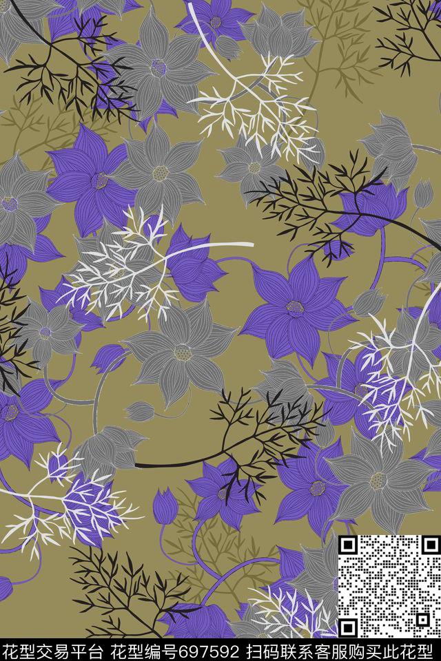 花卉热带女装传统印花华亿平台下载（图片编号: 697592） - 瓦栏（Walan）