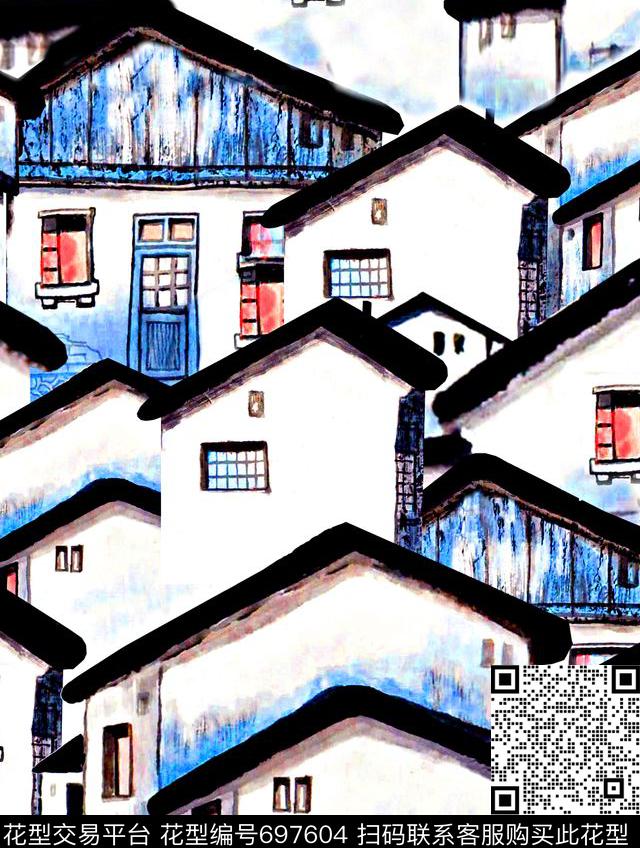 房子房屋简约数码印花华亿平台下载（图片编号: 697604） - 瓦栏（Walan）