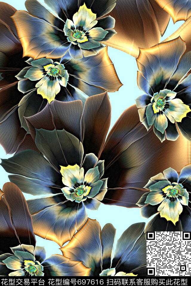 分形艺术印花几何花卉女装印花数码印花华亿平台下载（图片编号: 697616） - 瓦栏（Walan）