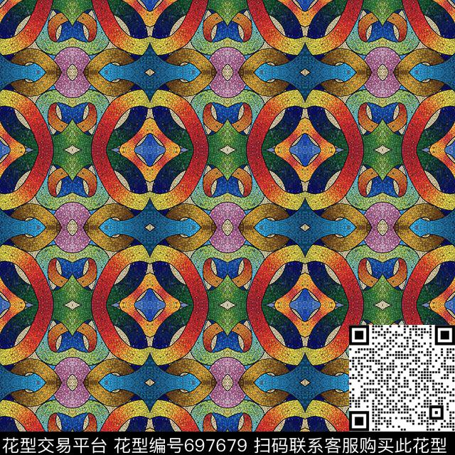 格子混搭肌理图案丝巾图数码印花华亿平台下载（图片编号: 697679） - 瓦栏（Walan）