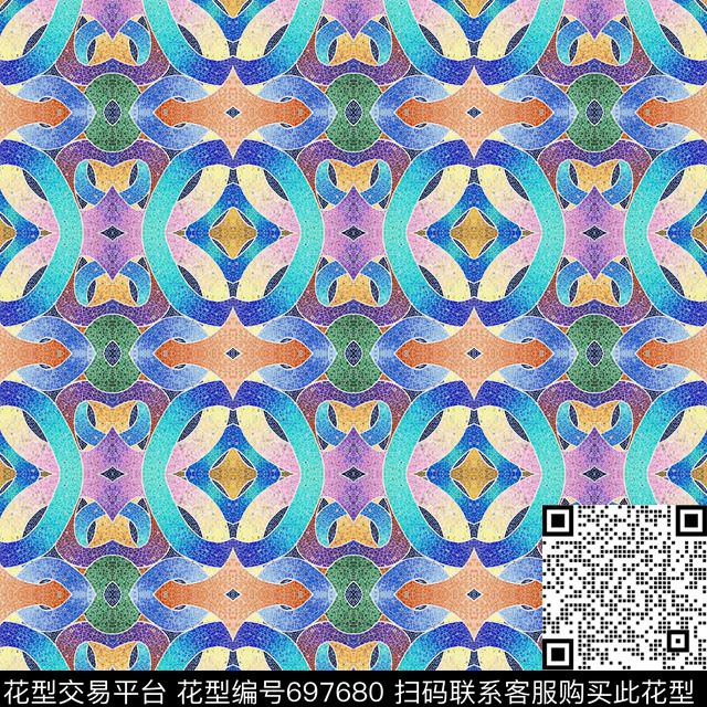 格子混搭肌理图案丝巾图数码印花华亿平台下载（图片编号: 697680） - 瓦栏（Walan）