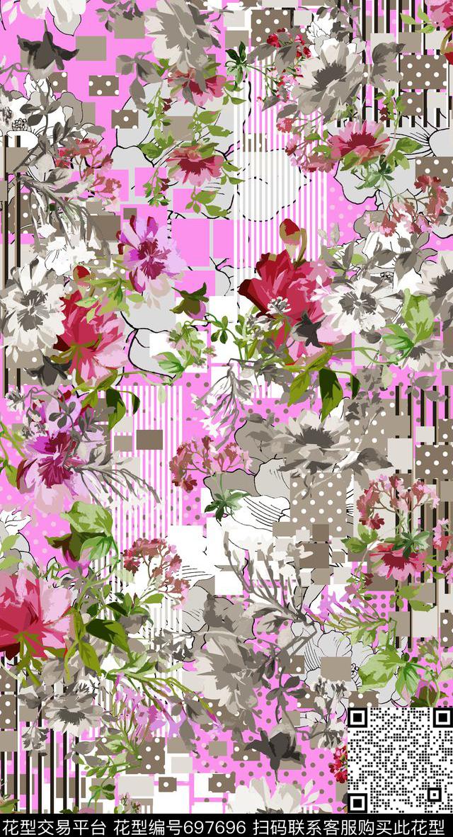 flowerstripegeometry数码印花华亿平台下载（图片编号: 697696） - 瓦栏（Walan）