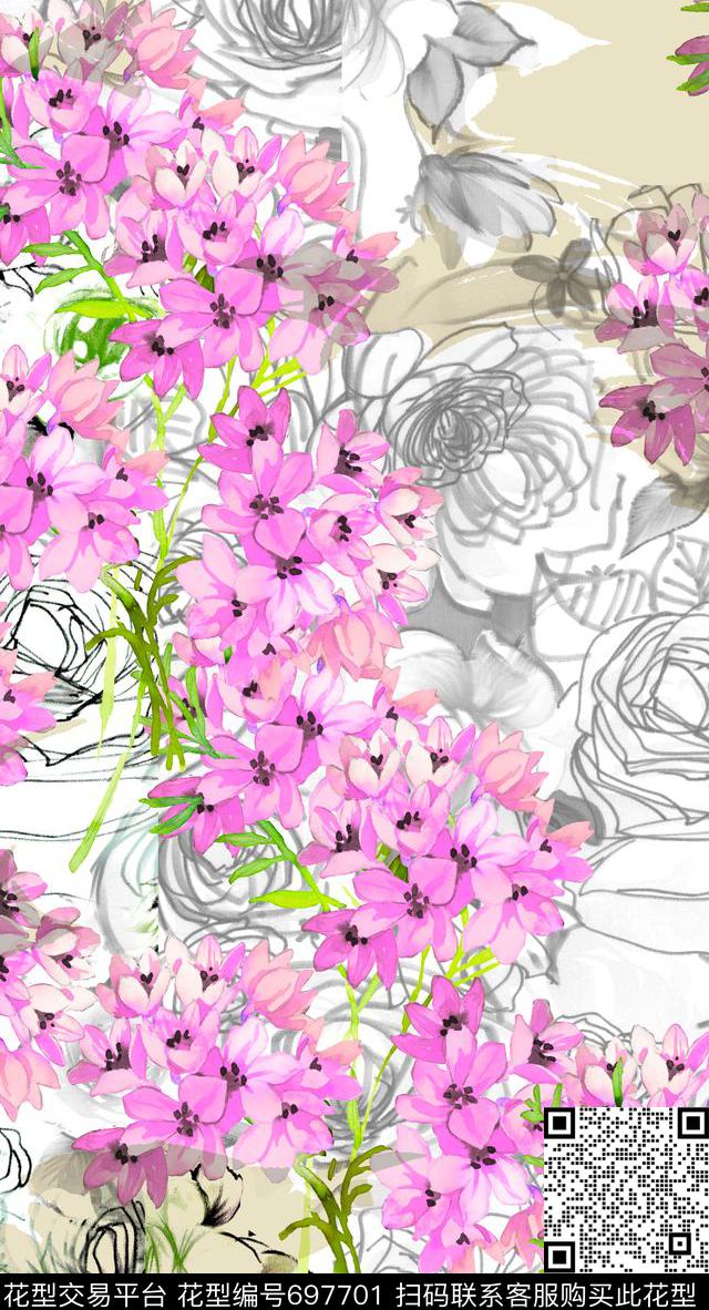 flowerlinefreehand数码印花华亿平台下载（图片编号: 697701） - 瓦栏（Walan）