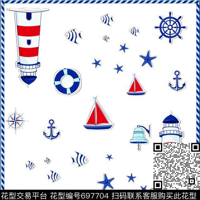 航海趣味热带传统印花华亿平台下载（图片编号: 697704） - 瓦栏（Walan）