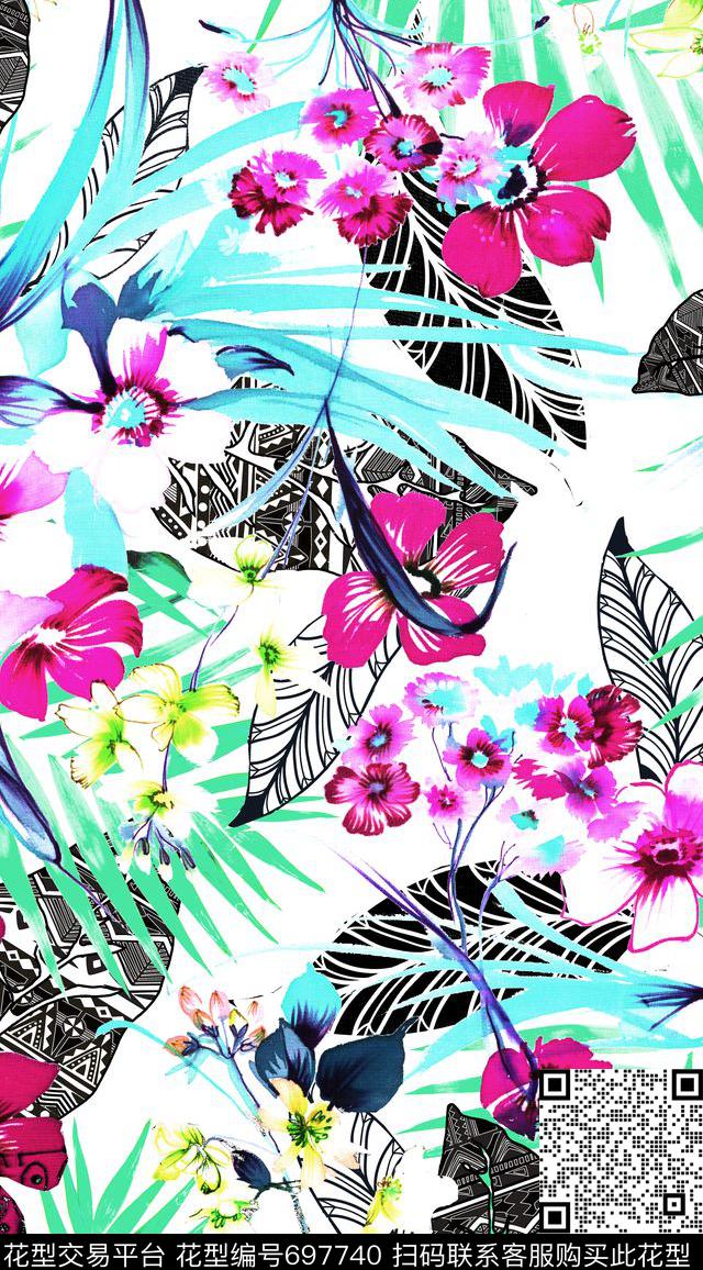 flowerleaftropic数码印花华亿平台下载（图片编号: 697740） - 瓦栏（Walan）