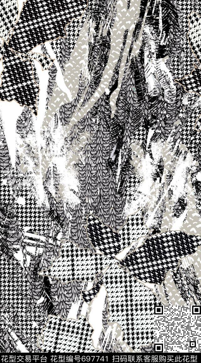geometryhoundstoothblack传统印花华亿平台下载（图片编号: 697741） - 瓦栏（Walan）