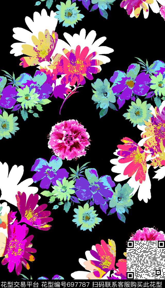 flowerblackpopular数码印花华亿平台下载（图片编号: 697787） - 瓦栏（Walan）