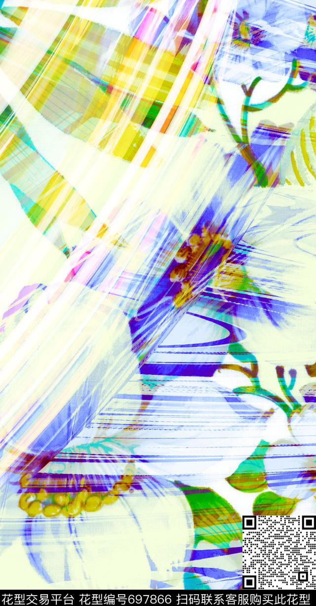 flowerabstractLines数码印花华亿平台下载（图片编号: 697866） - 瓦栏（Walan）