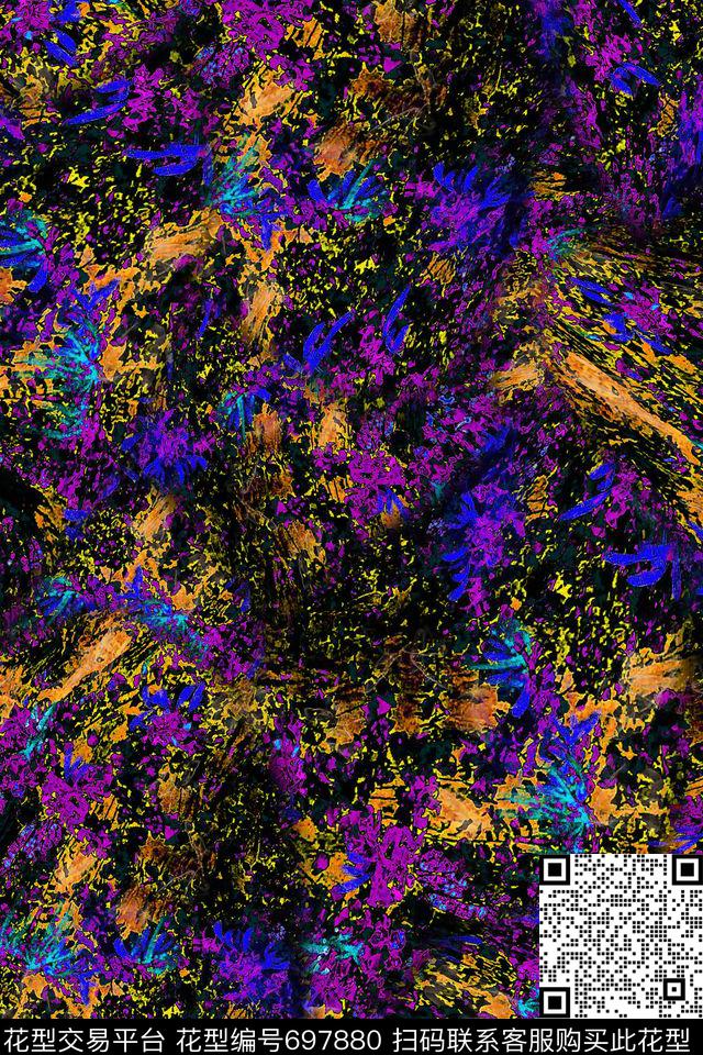 热带抽象女装数码印花华亿平台下载（图片编号: 697880） - 瓦栏（Walan）