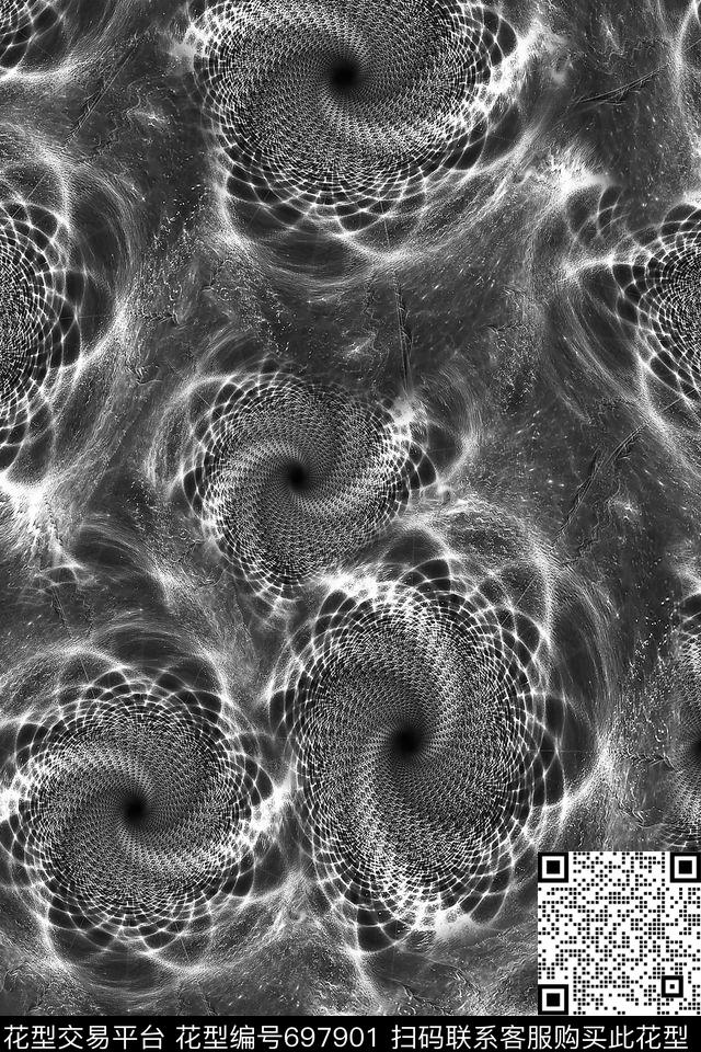 漩涡抽象女装数码印花华亿平台下载（图片编号: 697901） - 瓦栏（Walan）