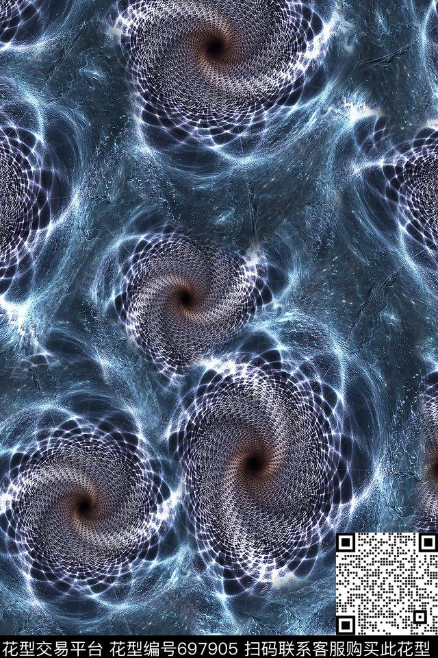 漩涡抽象女装数码印花华亿平台下载（图片编号: 697905） - 瓦栏（Walan）