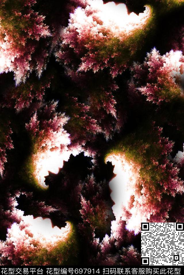 女装抽象肌理数码印花华亿平台下载（图片编号: 697914） - 瓦栏（Walan）