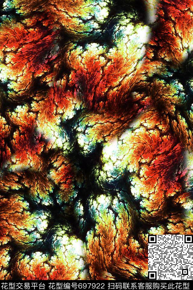 女装抽象肌理数码印花华亿平台下载（图片编号: 697922） - 瓦栏（Walan）