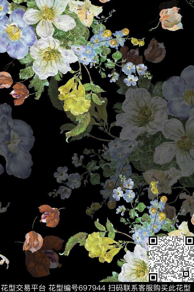 乱花雏菊小碎花数码印花华亿平台下载（图片编号: 697944） - 瓦栏（Walan）