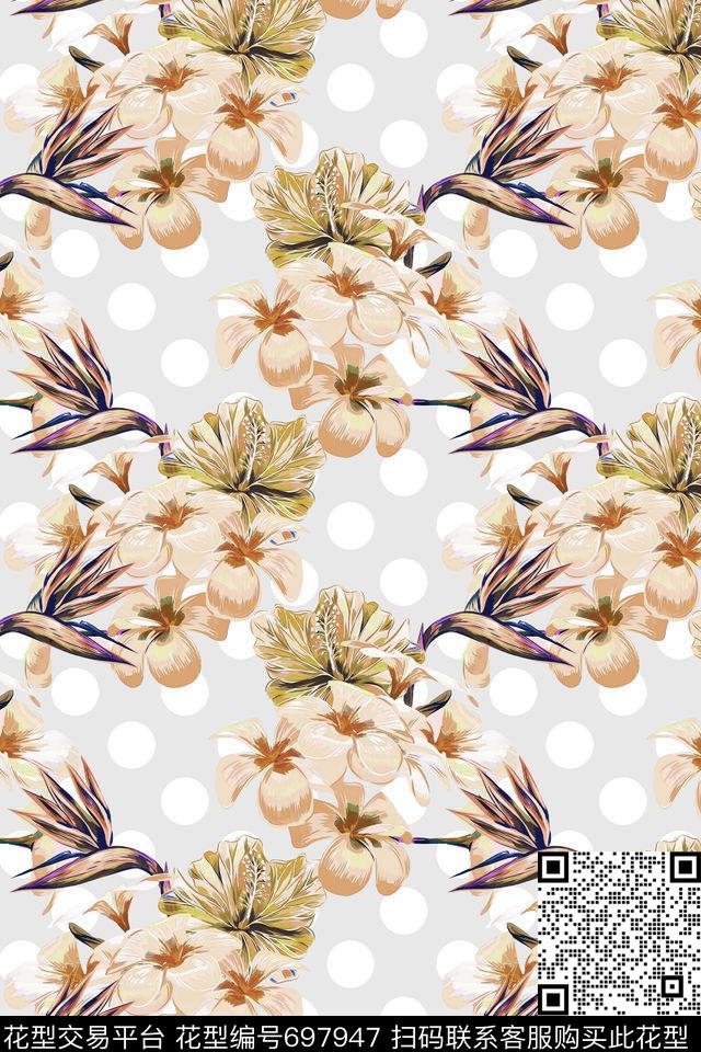 植物小碎花大花数码印花华亿平台下载（图片编号: 697947） - 瓦栏（Walan）