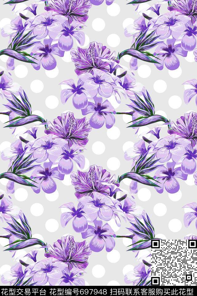 植物小碎花大花数码印花华亿平台下载（图片编号: 697948） - 瓦栏（Walan）