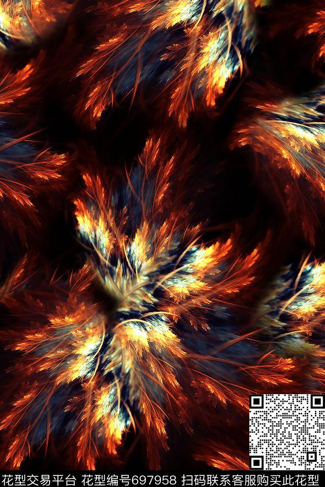 女装抽象肌理数码印花华亿平台下载（图片编号: 697958） - 瓦栏（Walan）