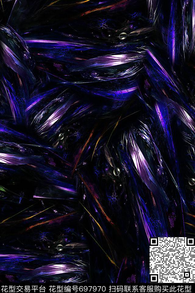 抽象肌理女装数码印花华亿平台下载（图片编号: 697970） - 瓦栏（Walan）