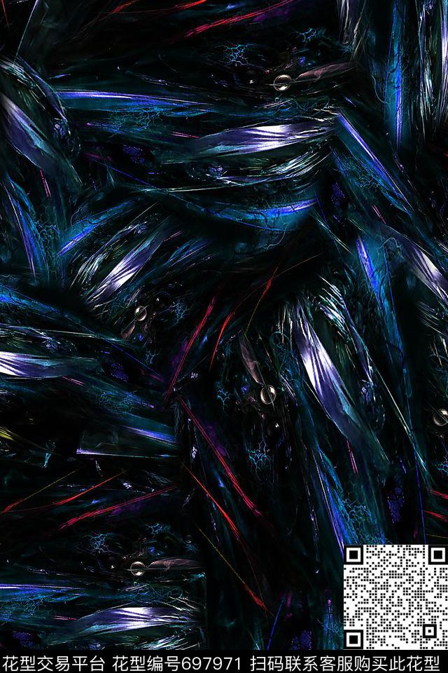 抽象肌理女装数码印花华亿平台下载（图片编号: 697971） - 瓦栏（Walan）