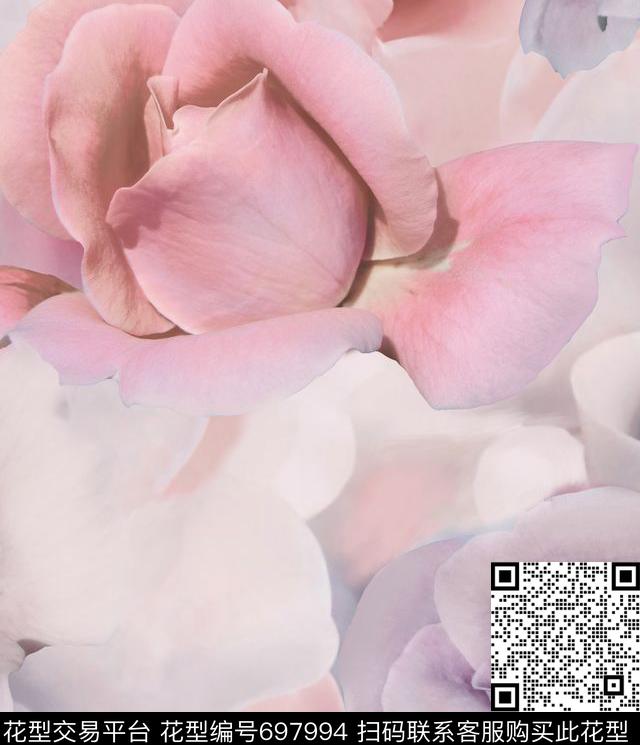 花卉玫瑰花瓣数码印花华亿平台下载（图片编号: 697994） - 瓦栏（Walan）
