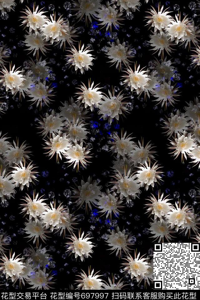 花卉写真花卉组合昙花数码印花华亿平台下载（图片编号: 697997） - 瓦栏（Walan）