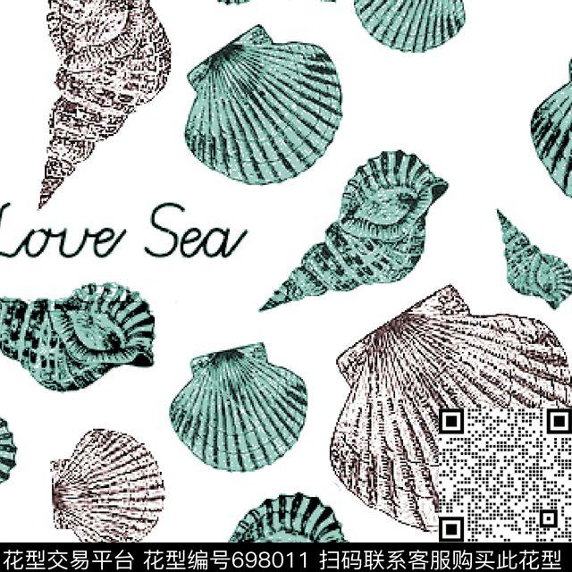 海螺扇贝趣味传统印花华亿平台下载（图片编号: 698011） - 瓦栏（Walan）