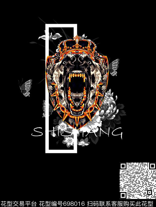 时尚大牌男装抽象潮流设计T恤卫衣数码印花手绘老虎头数码印花华亿平台下载（图片编号: 698016） - 瓦栏（Walan）