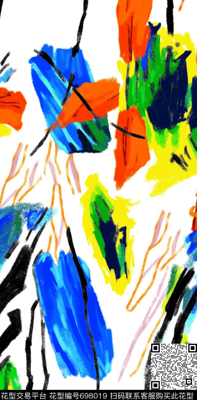 色彩抽象条条数码印花华亿平台下载（图片编号: 698019） - 瓦栏（Walan）