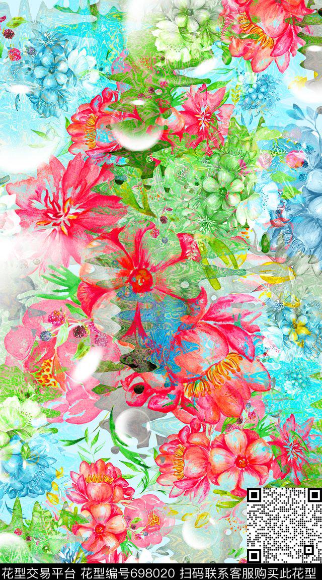 创意图案设计创意服装面料大花数码印花华亿平台下载（图片编号: 698020） - 瓦栏（Walan）
