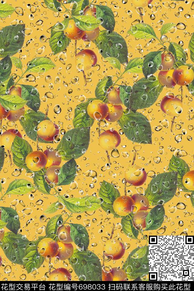 花卉水果水珠数码印花华亿平台下载（图片编号: 698033） - 瓦栏（Walan）