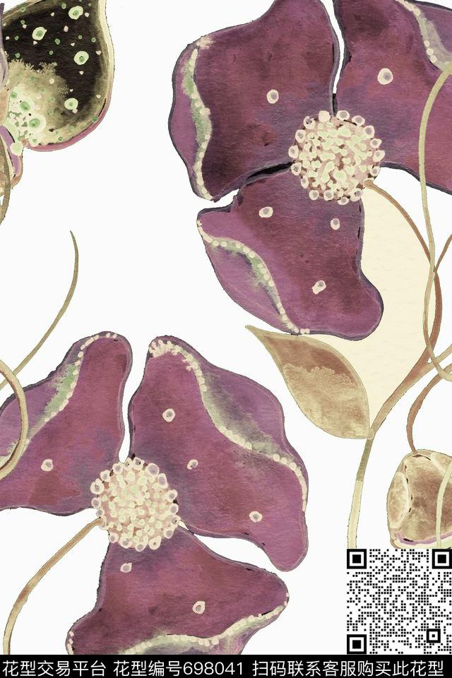 可爱花朵花卉数码印花华亿平台下载（图片编号: 698041） - 瓦栏（Walan）