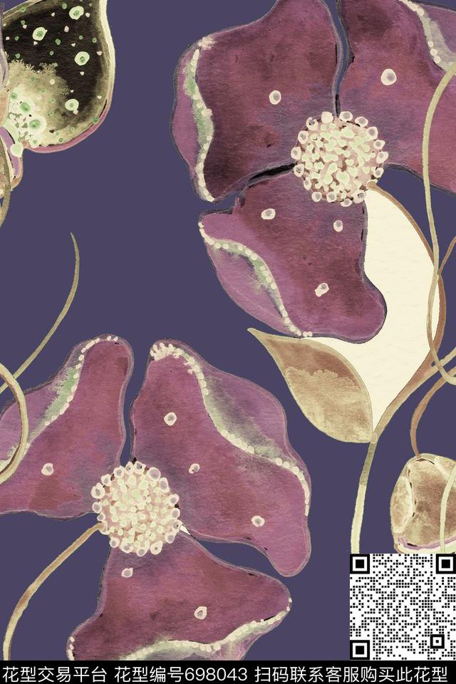 可爱花朵花卉传统印花华亿平台下载（图片编号: 698043） - 瓦栏（Walan）