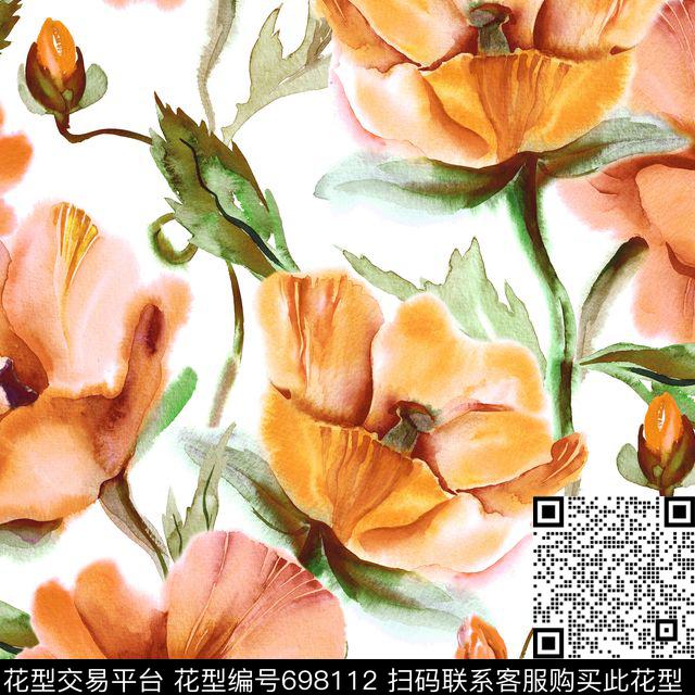 水彩图案花卉图案女装图案数码印花华亿平台下载（图片编号: 698112） - 瓦栏（Walan）