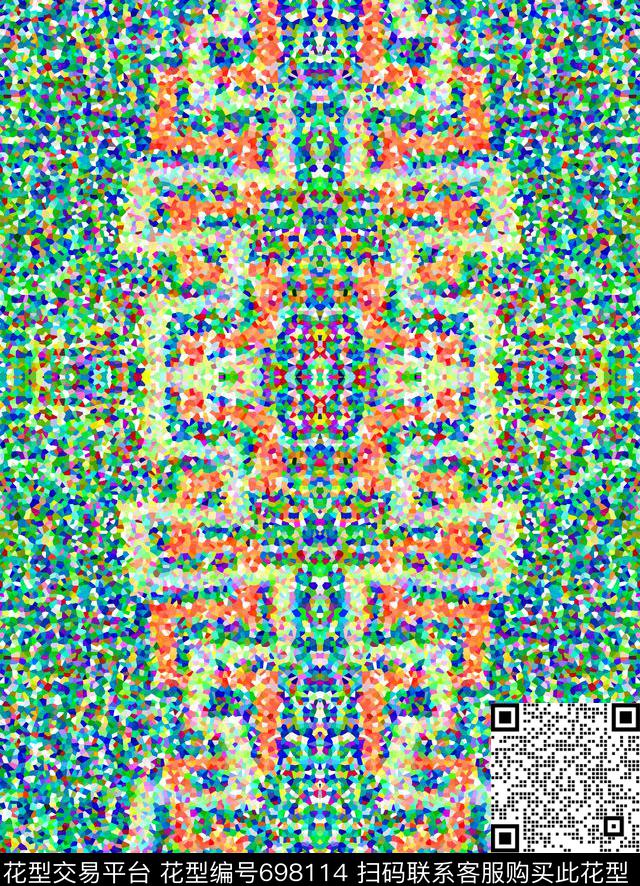 抽象方格抽象时尚晶格迷彩数码印花华亿平台下载（图片编号: 698114） - 瓦栏（Walan）