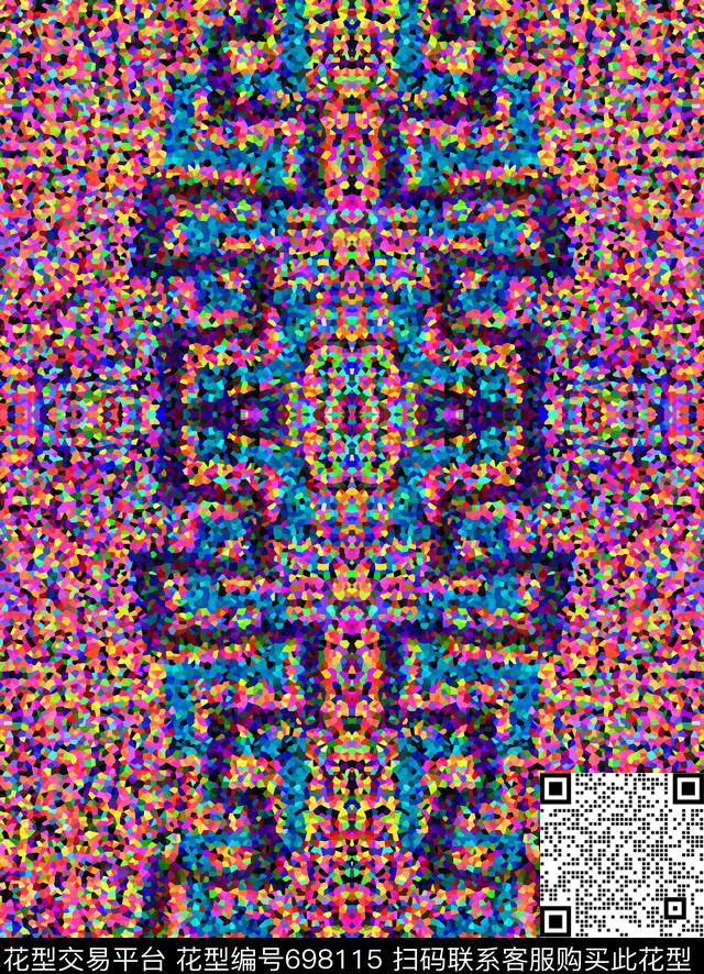 抽象方格抽象时尚晶格迷彩数码印花华亿平台下载（图片编号: 698115） - 瓦栏（Walan）