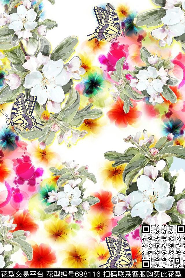 女装鸟花鸟植物数码印花华亿平台下载（图片编号: 698116） - 瓦栏（Walan）