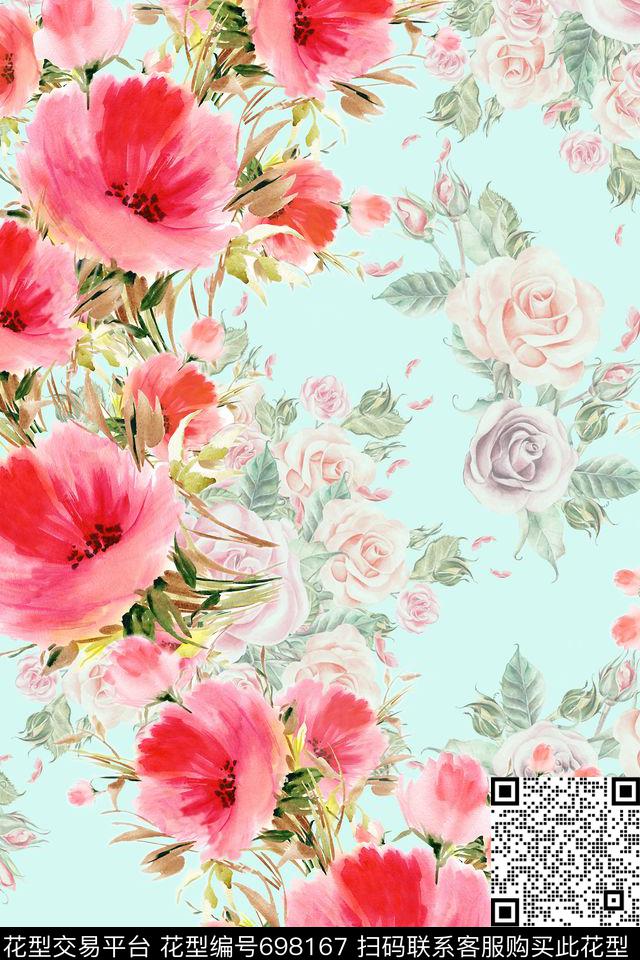 水彩花卉烂漫花卉清新碎花数码印花华亿平台下载（图片编号: 698167） - 瓦栏（Walan）