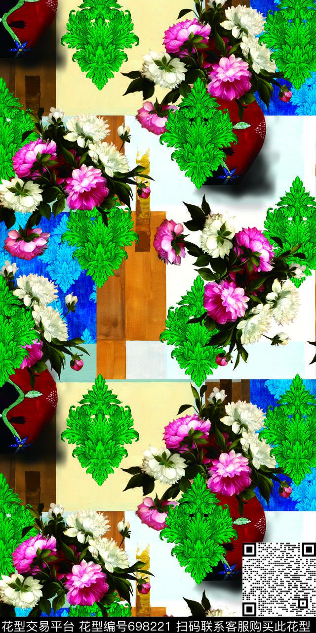 抽象趣味衬衫印花MAX-女装花卉数码印花华亿平台下载（图片编号: 698221） - 瓦栏（Walan）