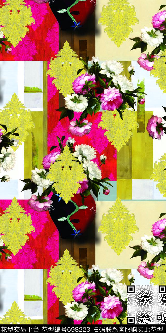 抽象趣味衬衫印花MAX-女装花卉数码印花华亿平台下载（图片编号: 698223） - 瓦栏（Walan）