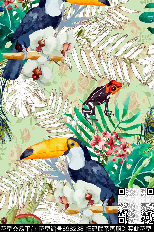 动物纹植物纹女装数码印花华亿平台下载（图片编号: 698238） - 瓦栏（Walan）