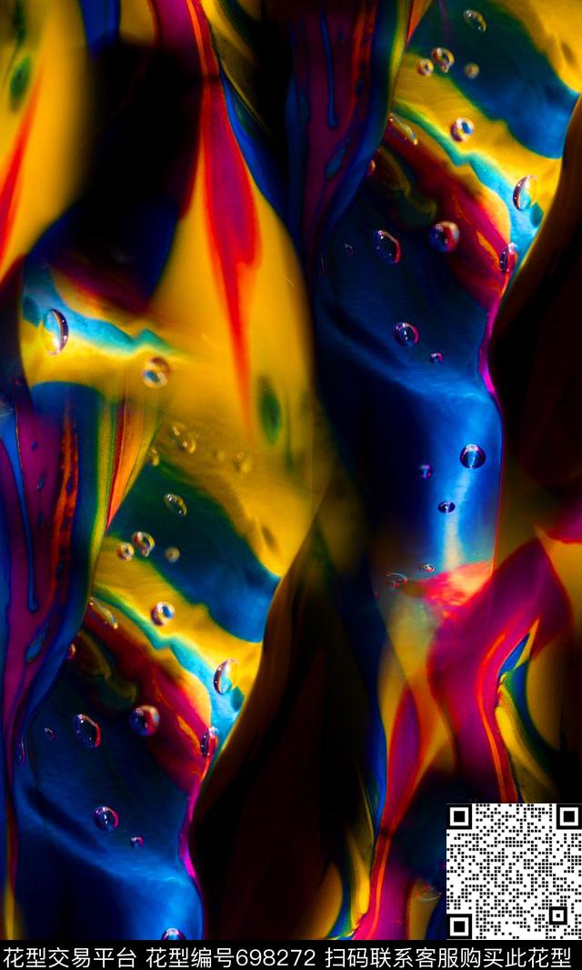 MAX-热带风情抽象流光水珠数码印花华亿平台下载（图片编号: 698272） - 瓦栏（Walan）