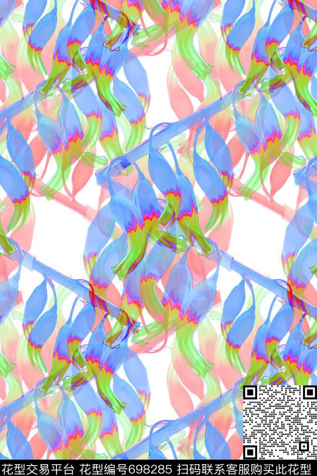 花卉青蓝雅韵植物花卉数码印花华亿平台下载（图片编号: 698285） - 瓦栏（Walan）